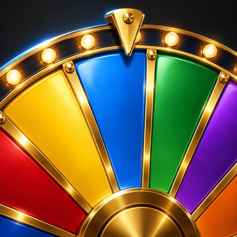 Game show -studion suuri onnenpyörä ja värikkäät valot